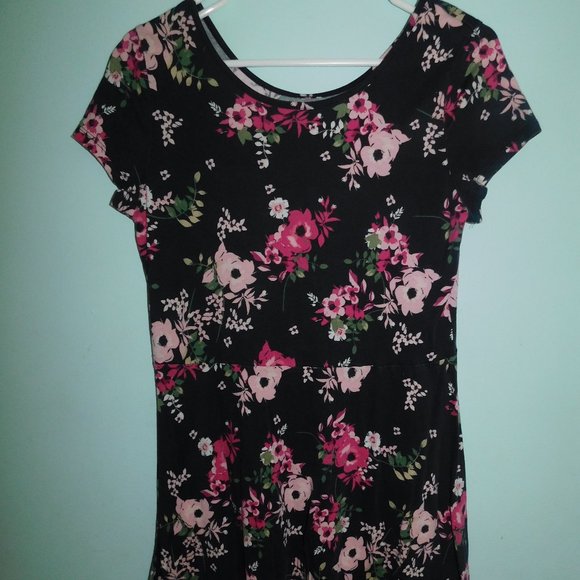 Children's Place Black Floral Dress, Girls Size 16
